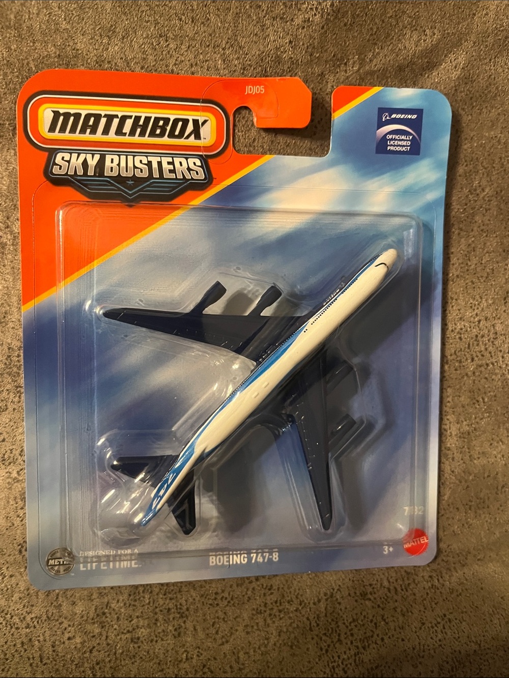 NIP Matchbox Sky Busters Boeing 747-8 Die-Cast Plane - Blue & White